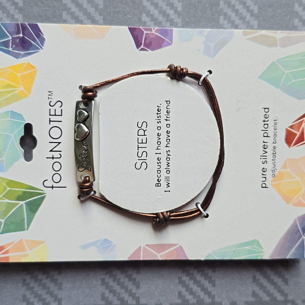 FOOTNOTES "SISTERS" PURE SILVER PLATED ADJUSTABLE BRACELET